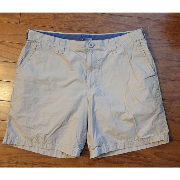 Columbia Chino Shorts Men Size 36 Khaki Tan Casual Lightweight - Picture 1 of 8